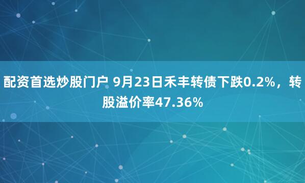 配资首选炒股门户 9月23日禾丰转债下跌0.2%，转股溢价率47.36%